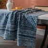Imanqi Yun Blue Geometric Triangle Print Tribal Cotton Linen Tablecloth for Dining Table