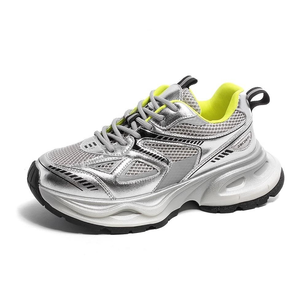 2025 Frühling neue dicksohlige Damen atmungsaktive vielseitige Freizeitschuhe Retro Lauf-Fitness-Sneaker