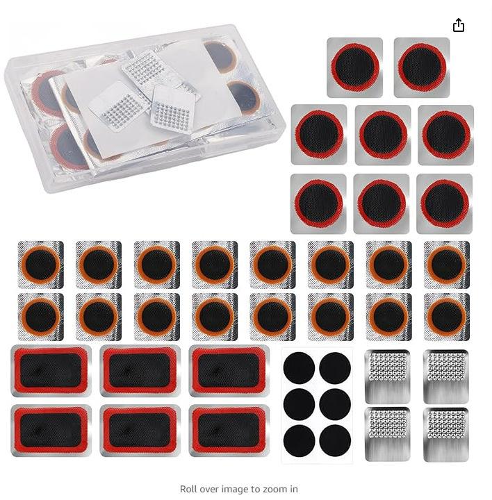 Bicycle Tire Repair Kit with Cold Patch, Glue, and Lever Tools