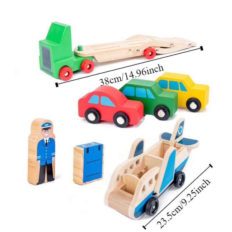 Building Blocks Double Layer Car Model Simulation Wooden Transportation Toys Birthday Christmas