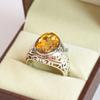 Citrin Oval geschliffener Edelstein mit 925er Sterling Silber Ring für Herren #A935 JL375669171647