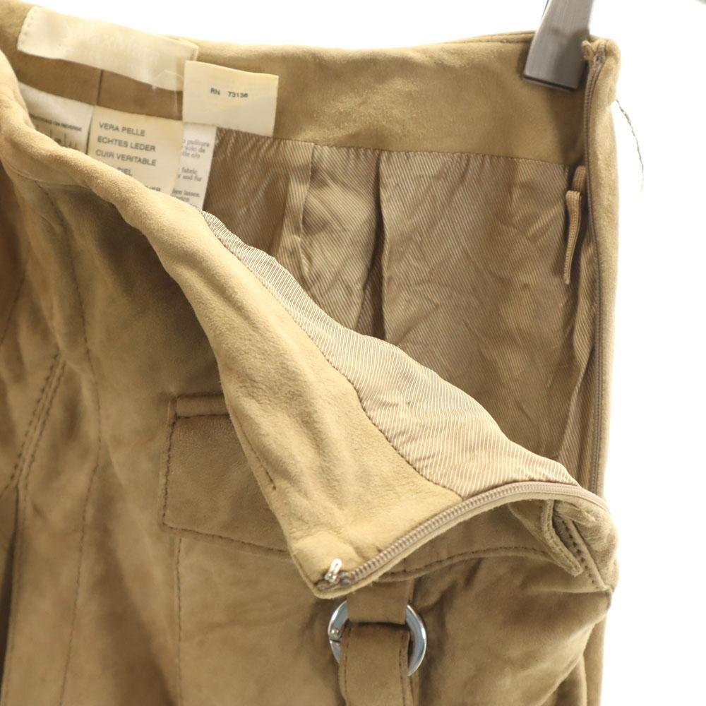 S Max Mara Midi length Suede leather skirt 36 Beige brown Women Used