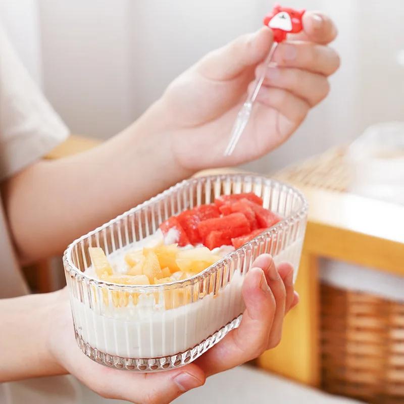 1 stück Transparent Gestreiften Glas Snack Platten Kleine Süßigkeiten Nüsse Container Küche Zubehör Trocken Obst Schüssel Home Party Servierplatte