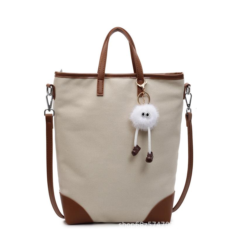 Tote bag women's 2025 new large-capacity commuter bag casual canvas versatile shoulder bag college student class bag