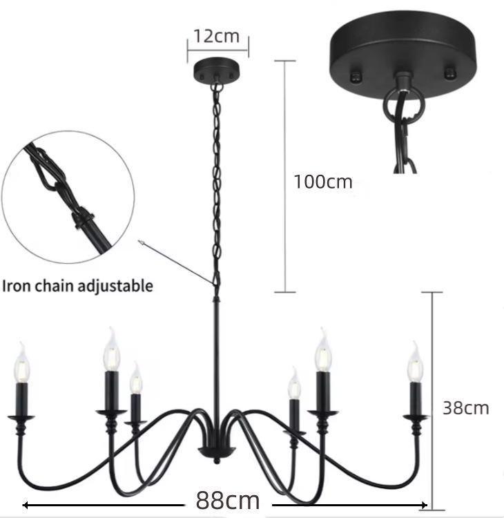 Contemporary Minimalist Wrought Iron Branch Chandelier for Living Room, Dining Room, Bedroom, Farmhouse, or Balcony Lighting.