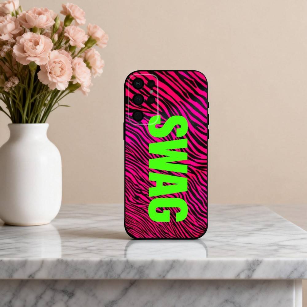 C-Clmj L-Leopard P-Print SWAG Custodia per Telefono Per Samsung S25,24,23,22,30,21,10,9,Ultra,Plus,Lite,FE,4,5 G Custodia Morbida Nera