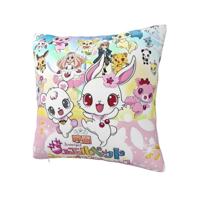 Custom Nordic Sanrio Jewelpet Anime Cushion Cover for Sofa Polyester Cartoon Kawaii Pillow Case Living Room Decoration