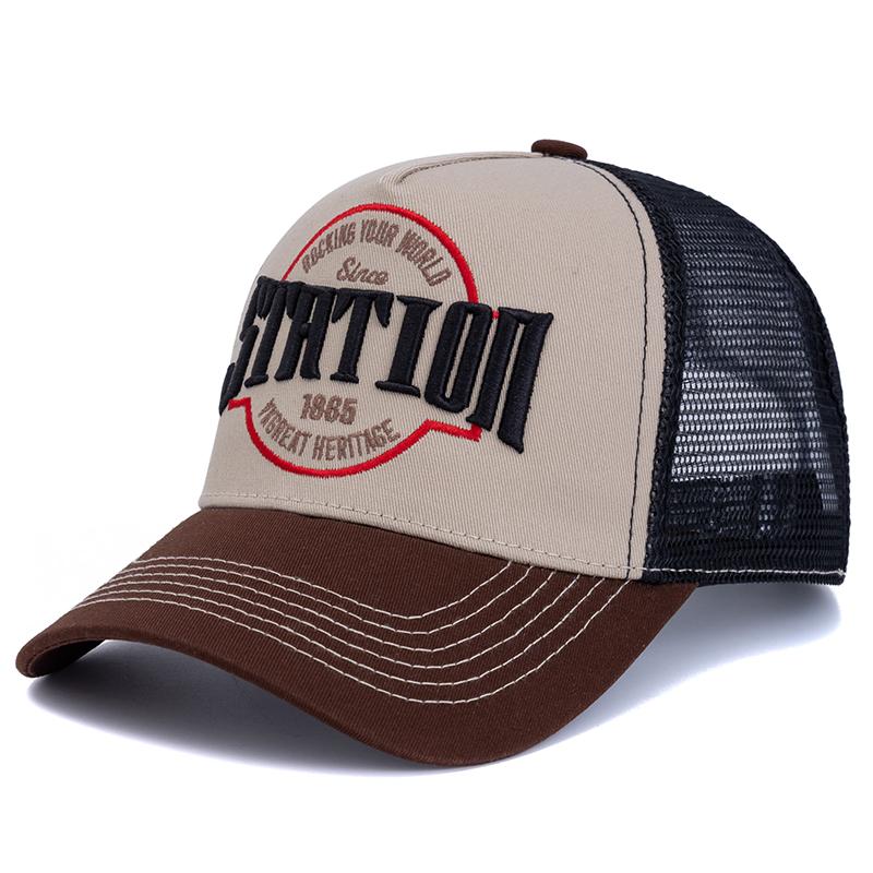 Hot Sale Unisex Baseball Cap Classic STATION Letter Pattern Mesh Cap Men & Women Breathable Summer High Quality Trucker Hat