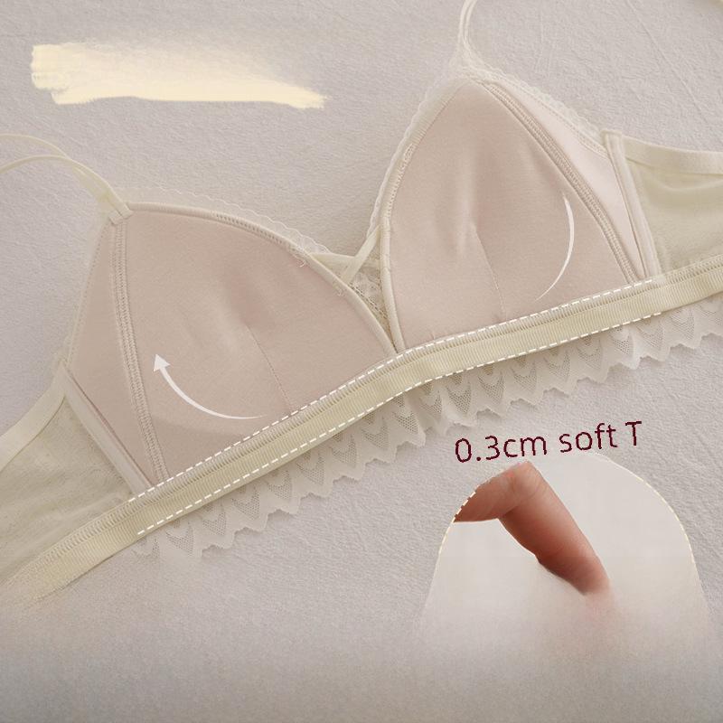 Women's Sexy Lace Red Bra Set - No Steel Ring, Side-Collecting Design