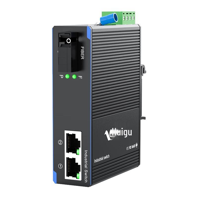 Huigu Industrial DIN Rail Fiber Optic Transceiver Switch