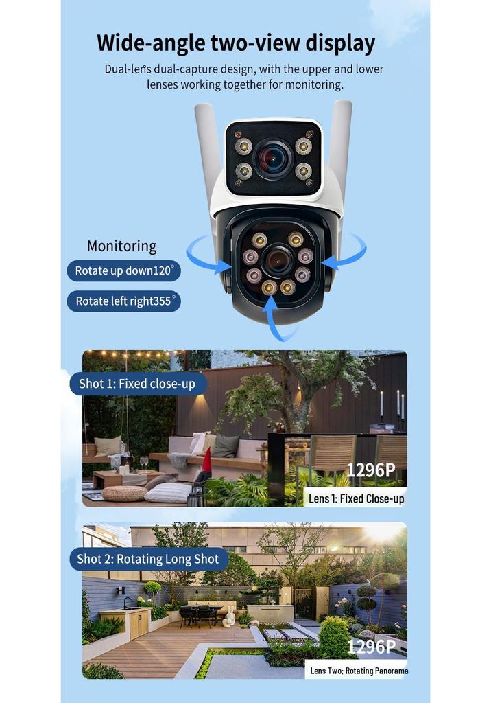 Outdoor Dual-Lens Night Vision HD Security Camera
