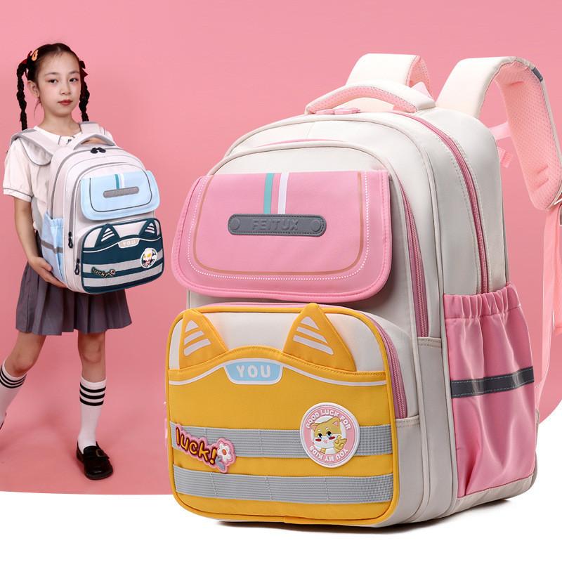 Fashionable Lightweight Backpack For Elementary Students Cute Nylon Cartoon Design