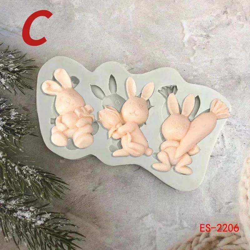 Easter Rabbit Fondant 2024 Silicone Mold Carrot Cake Decorating Tools Chocolate Cookies Baking Mould Egg DIY Epoxy Mold