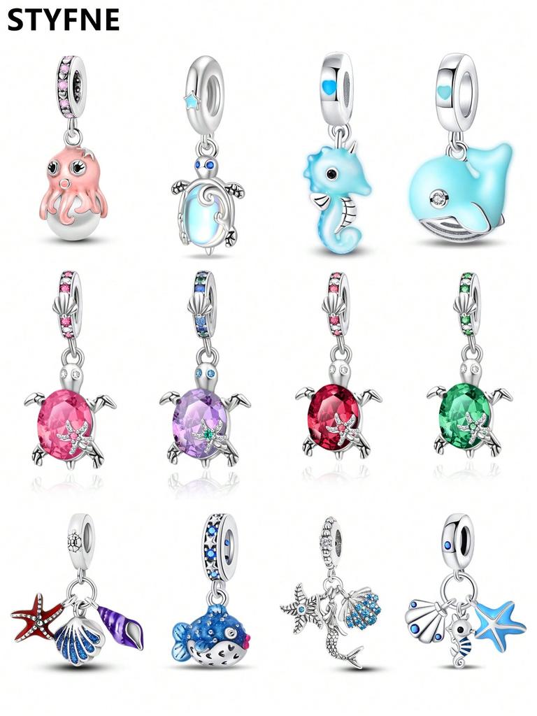 Charms Plata Copper Colors Ocean Octopus Turtle Starfish Beads Pendant For Original Bracelet For Women Diy Jewelry Love Gift
