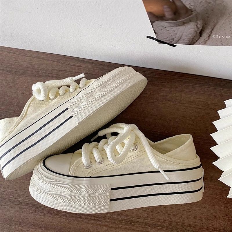 Cream two wear platform canvas shoes 22 autumn thin breathable board shoes