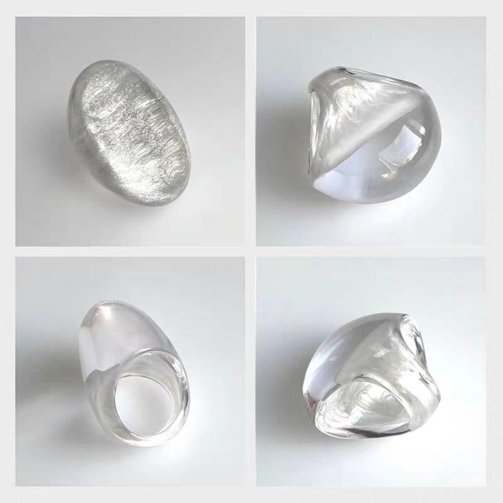 Geometry Resin Oval Rings Vintage Women's Jewelry Unique Exaggerated Ring  Winter