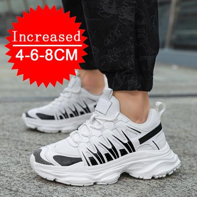 Chaussures d'été en cuir véritable, maille respirante 4/6/8CM, nouvelles chaussures invisibles à hauteur augmentée, chaussures de sport décontractées et tendance à plateforme