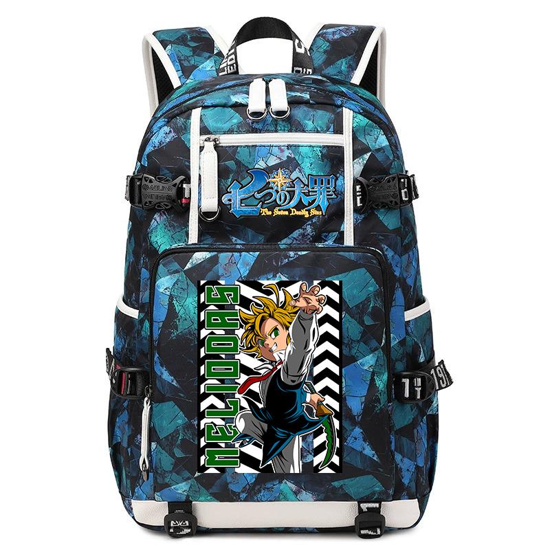 Zaino Scolastico Stampa Anime I Sette Peccati Capitali Grande Capacità Zainetto Casual per Bambini Adolescenti