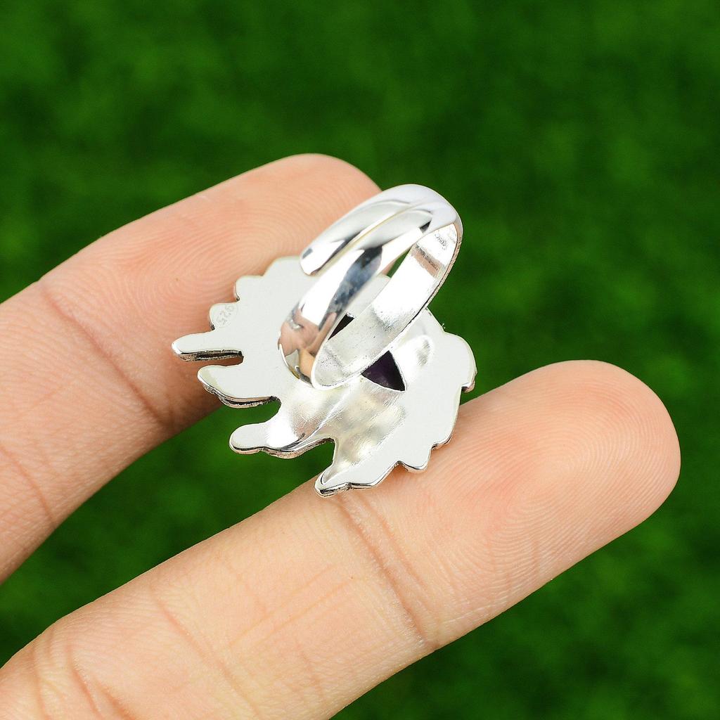Gift For Her 925 Silver Natural African Amethyst Stackable Adjustable Ring