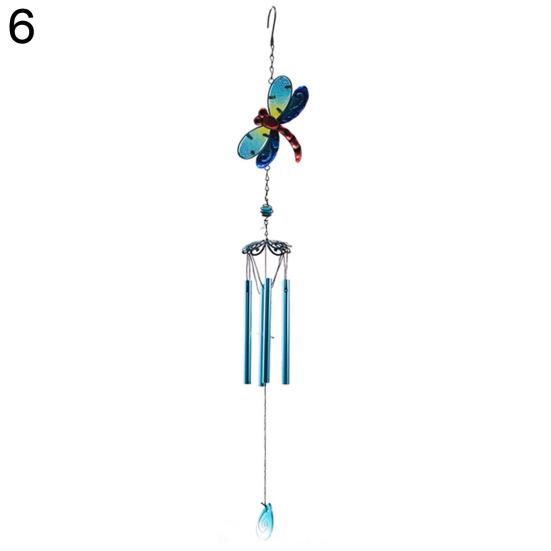 Iron Wind Chime Butterfly Dragonfly målad diamantglas målad metallhänge
