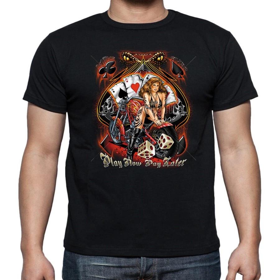 Play Now Pay Later Motorcycle Biker Tee Black Adult T shirt 2XL