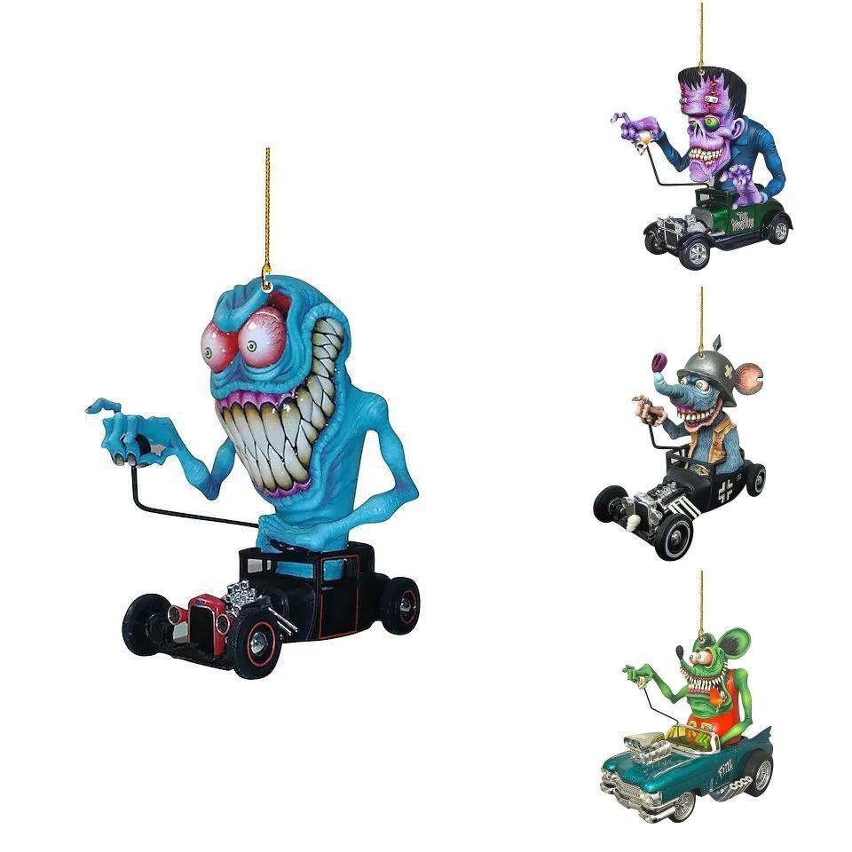 Unique Acrylic Big Mouth Monster Car Pendant Colorful Backpack Ornament For Halloween Christmas Celebration And Home Style