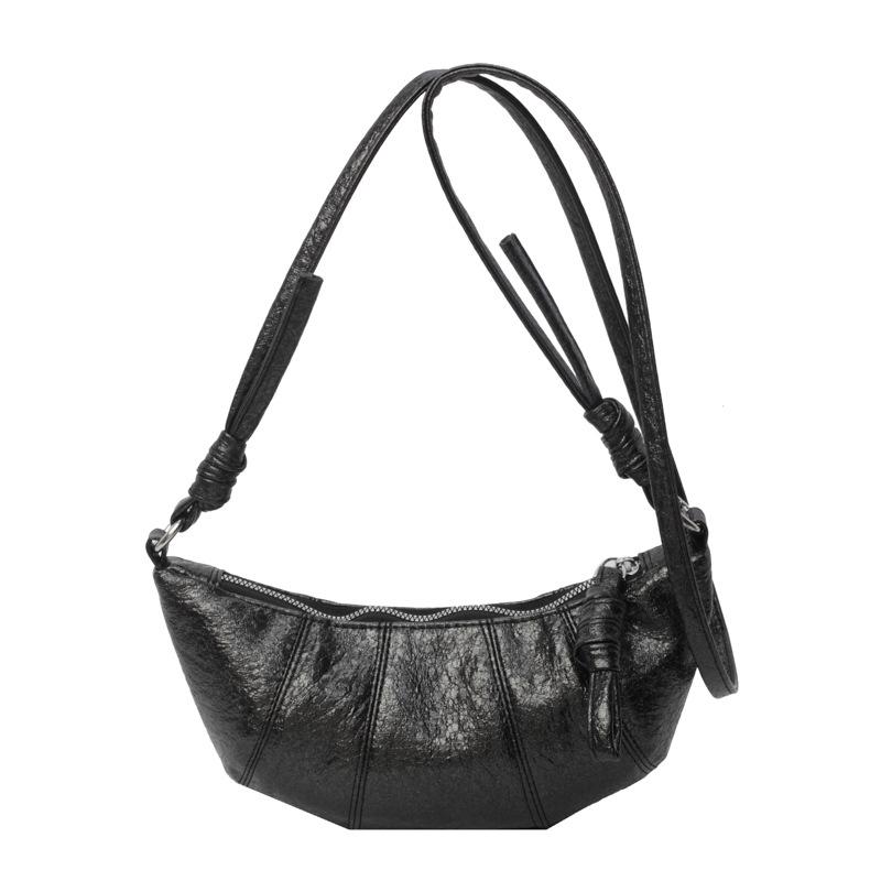Fashion High-end Sense Niche Design Croissant Bag Versatile Personality Trend Foreign Style Solid Color PU Shoulder Messenger Bag