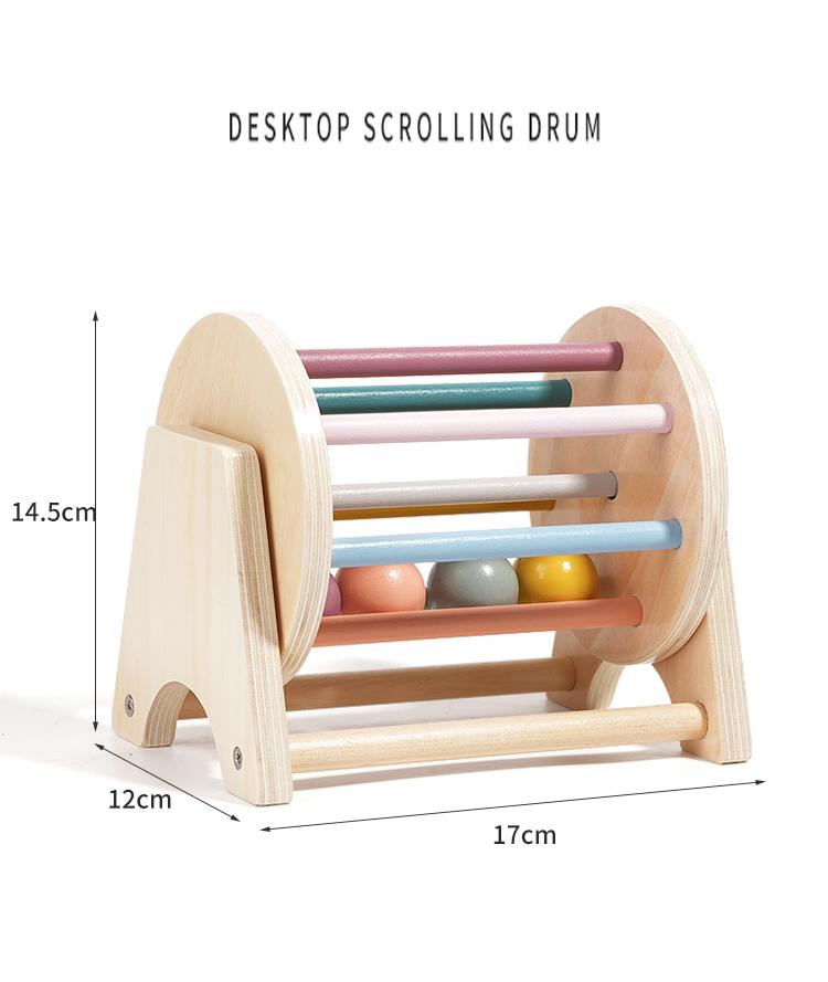 Baby Montessori Wooden Spinning Drum Infant Early Education For 1 To 3-Year-0ld Boys Girls Toddlers Developmental Christmas Gift