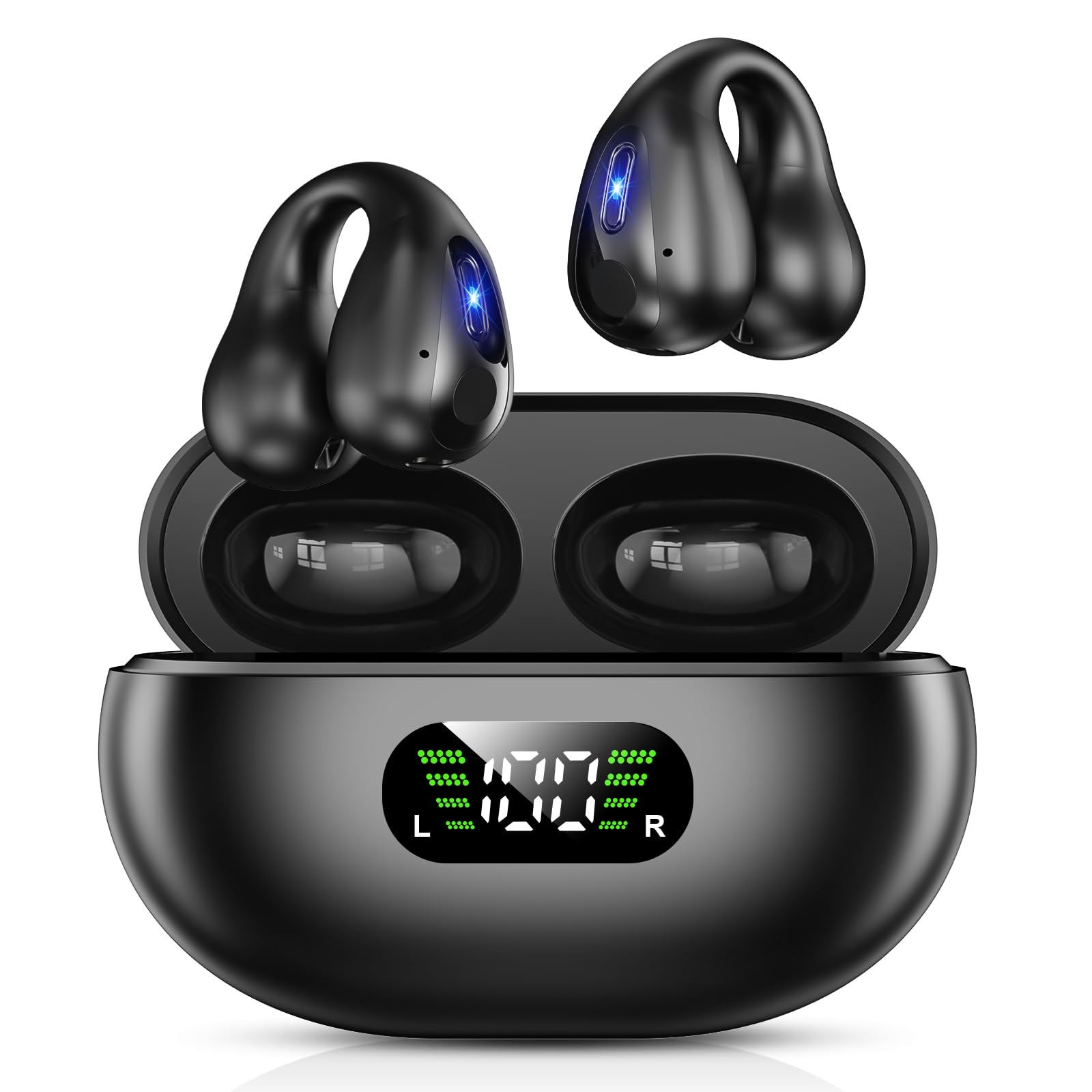 

Bluetooth-наушники Улучшенное качество звука и привлекательность наушников-манжет Беспроводные наушники-манжеты Открытые наушники Утечка звука Ноль Комфортный непрерывный звук Шумоподавление ENC чёрный