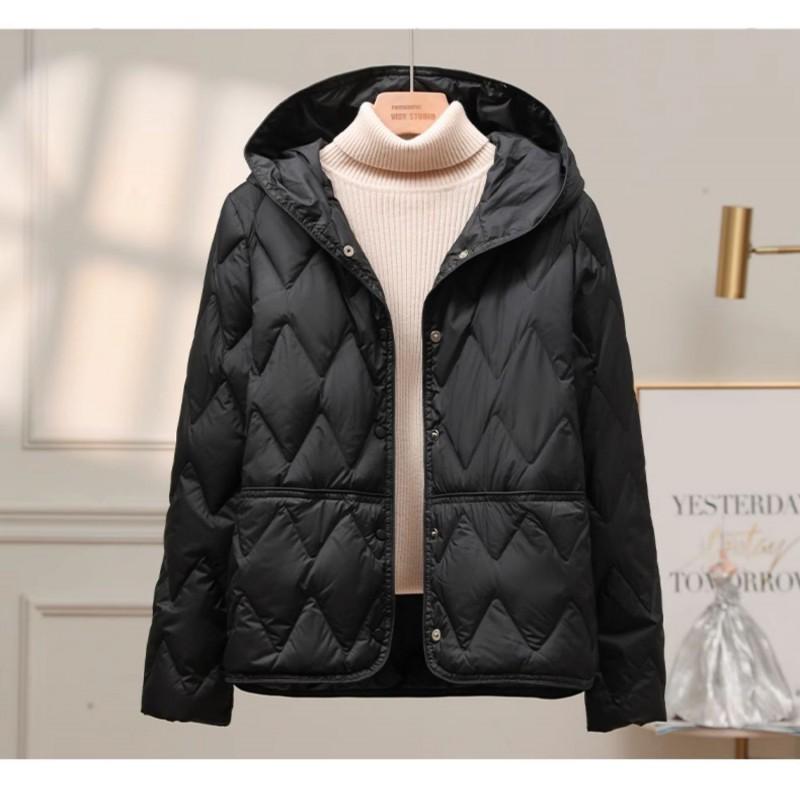 Womens Short Down Jacket 50% Duck Fill Lightweight Warm Hooded Coat Winter Casual Wear