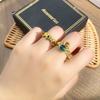 Medieval Imitation Tiger'S Eye Stone Flower Personalized Retro Opening Ring Niche High-End Light Luxury Personalized Ring Woman
