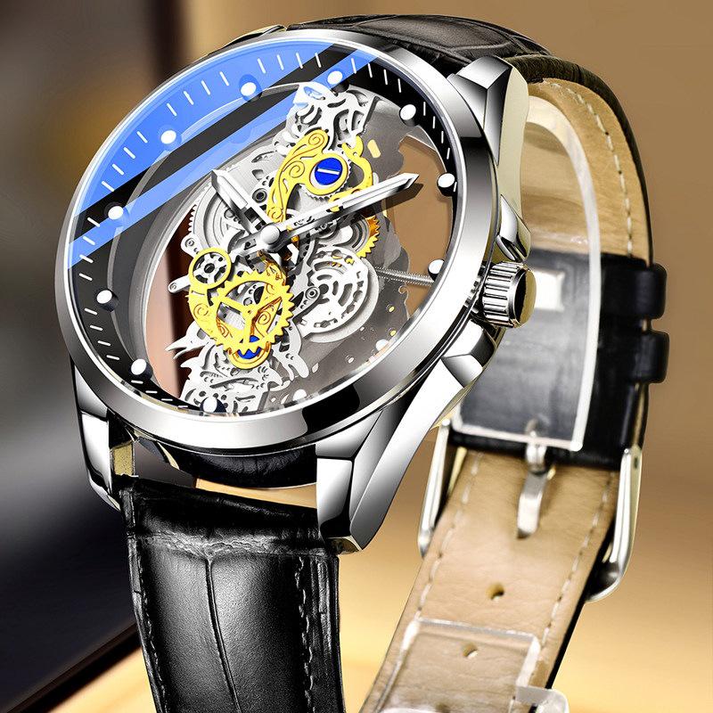 Men's 2026 Double-Sided Skeleton Mechanical Watch - Automatic, Waterproof, Luminous, Trendy, Business Style