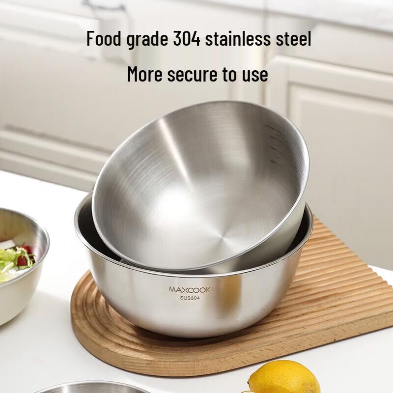 MAXCOOK 304 Stainless Steel Salad Bowl with Scale