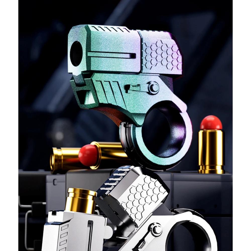 Toy Gun Stress Relief Ring EDC Mini Metal Agent Gold Finger Throwing Shell Fake Gun for Adults Boy Fingertip Gyro Fidget Spinner