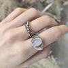 Sterling Silver Women's Retro Jade-Inspired Open Ring