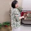 Women's Silk Blouse Summer Loose Floral Plus-Size Shirt V-Neck Printed Silk Shirt