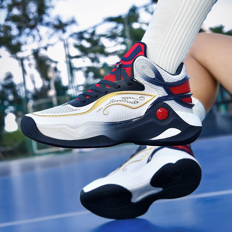 Luminous new combat basketball shoes for boys and girls, junior high school students, cement ground combat sports blue sneakers