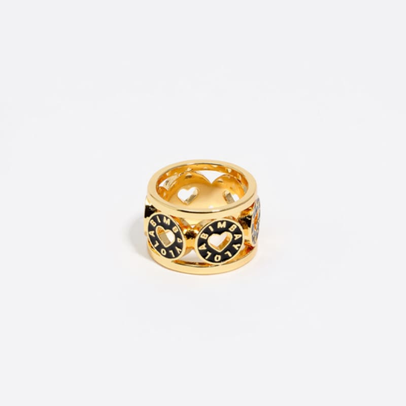 BIMBA Y LOLA [25FW] BIMBA Y LOLA Black Heart Logo Gold-Tone Metal Ring B256AIR007BKD