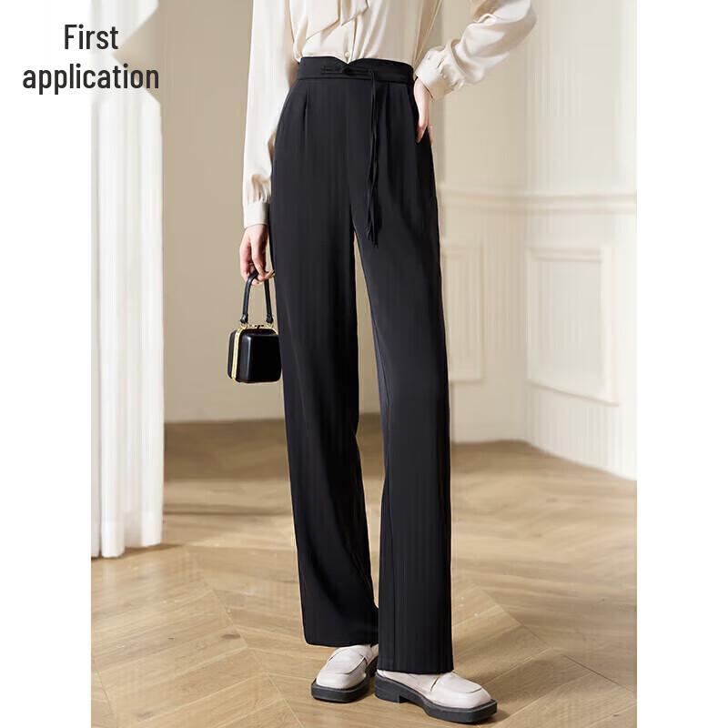 Chushen Women s S143K2015 High-Waist Straight Leg Wide-Leg Pants M