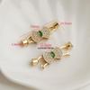 14K Gold-Filled Zircon Bow Connector Clasp with Fan-shaped Pearl for DIY Jewelry Accessories
