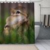 Cute Squirrel Pattern Bath Curtain Waterproof Polyester Fabric Shower Curtains Bathroom Screen Bathtub Decoration With Hooks