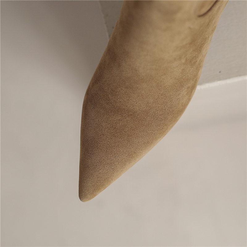 Women's high-heeled short boots spring and autumn pointed-toed thin-heeled simple large-size short boots