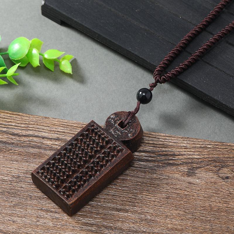 Hand-carved Mahogany Necklace Retro Femininity Long Autumn and Winter Sweater Chain Cotton and Linen Accessories