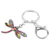 WEVENI Alloy Crystal Dragonfly Keychain, Insect Charm, Enamel Jewelry for Women and Girls, Carpet Bag Accessory, Multicolor, 29mm x 45mm