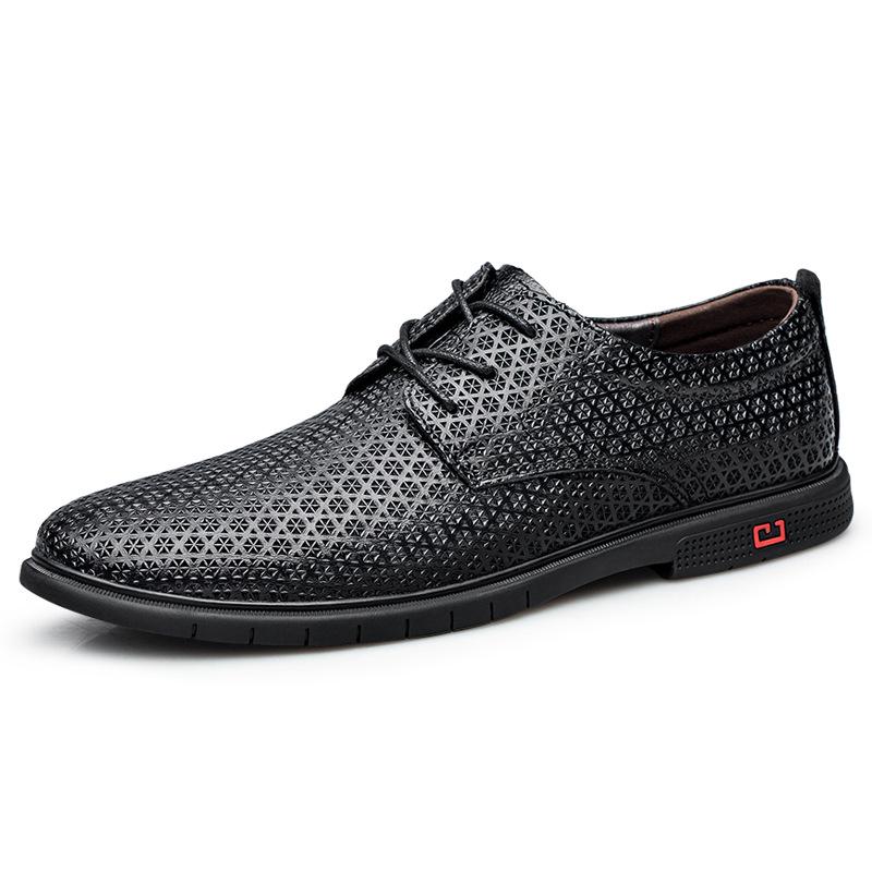 Men s Formal Breathable Leather Lace-up Shoes - Laser Carved Cowhide 37