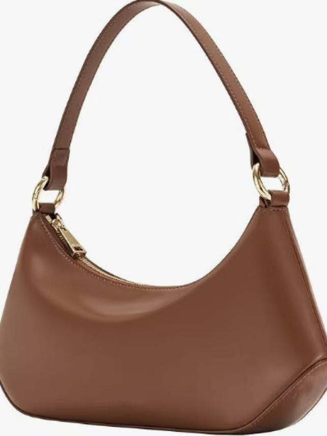 Ladies one-shoulder portable underarm bag soft leather fashion light luxury (brown)