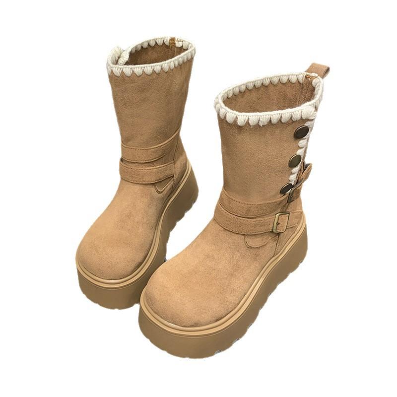 Yueyu British style thin thick-soled Martin boots women's 2025 new autumn small man height increase snow short boots