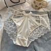 Francouzské saténové krajkové kalhotky se sexy mašličkou se středním pasem - Prodyšná polylaktická kyselina