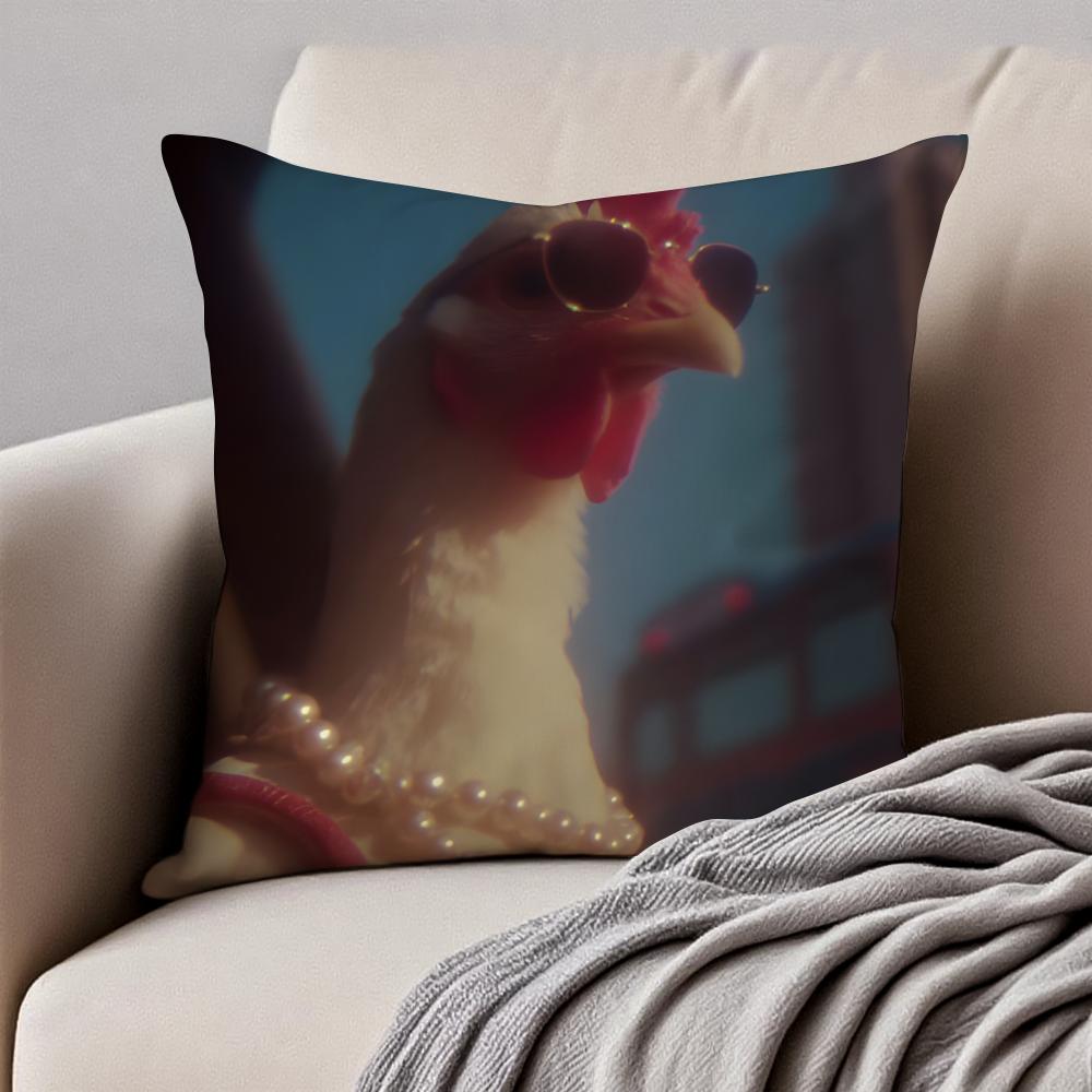 Interesting Animals Funny Cushion Cover Pillowcase Antidustmite Invisible Zipper Short Plush Sofa Cushion