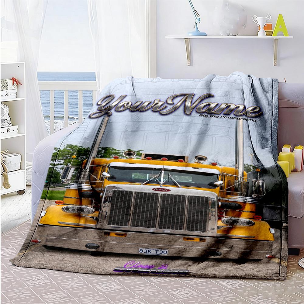 Kw Heavy Trucks Customize Your Name Blanket Cozy Personalized Blanket Ultra-Soft Suitable for Bed Couch Picnics Seaside Ideal for All Seasons